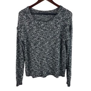 Elliott Lauren | Black White Textured Pullover Lightweight Sweater